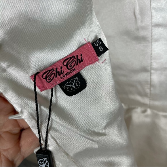 Chi Chi London Esmee Jacquard V-Neck Dress Sz 8 - Picture 9 of 12